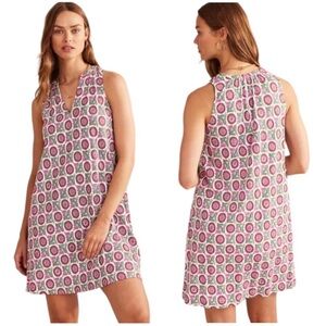 Women’s Boden Pink and White Patterned Sleeveless Dress Size 12L